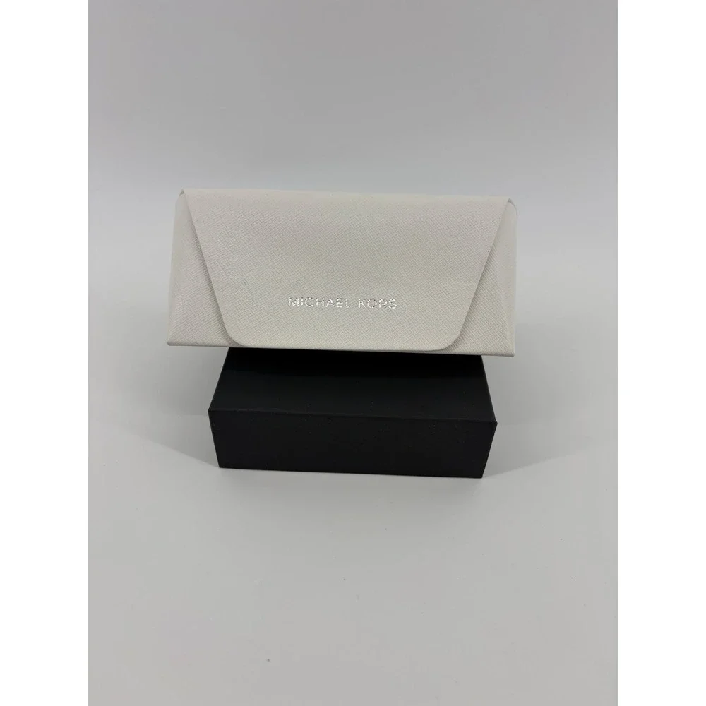 Michael Kors‎ White Saffiano Sunglasses Case with Cleaning Cloth Silver Logo